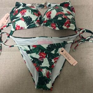 Victoria's Secret Floral Bikini - Green and Red